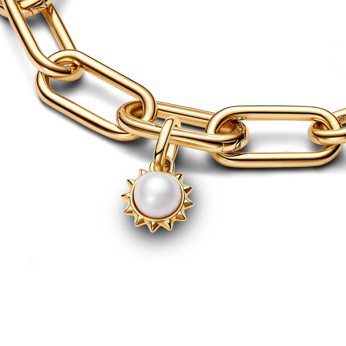 Dangle Charm – 14k Gold-Plated – Pandora ME Treated Freshwater Cultured Pearl Sun Mini