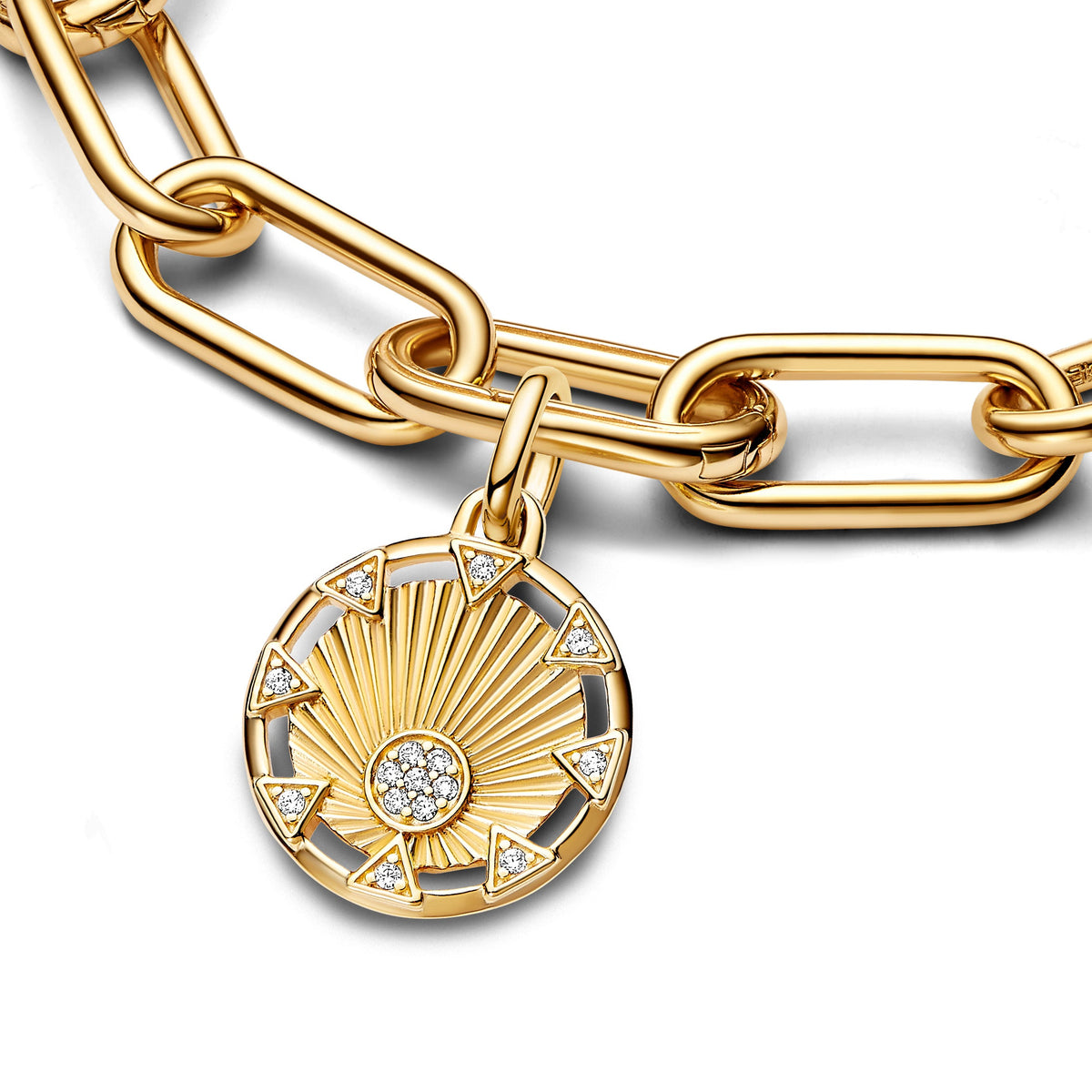 Charm – 14k Gold-Plated – Pandora ME Power of the Light Sun Medallion