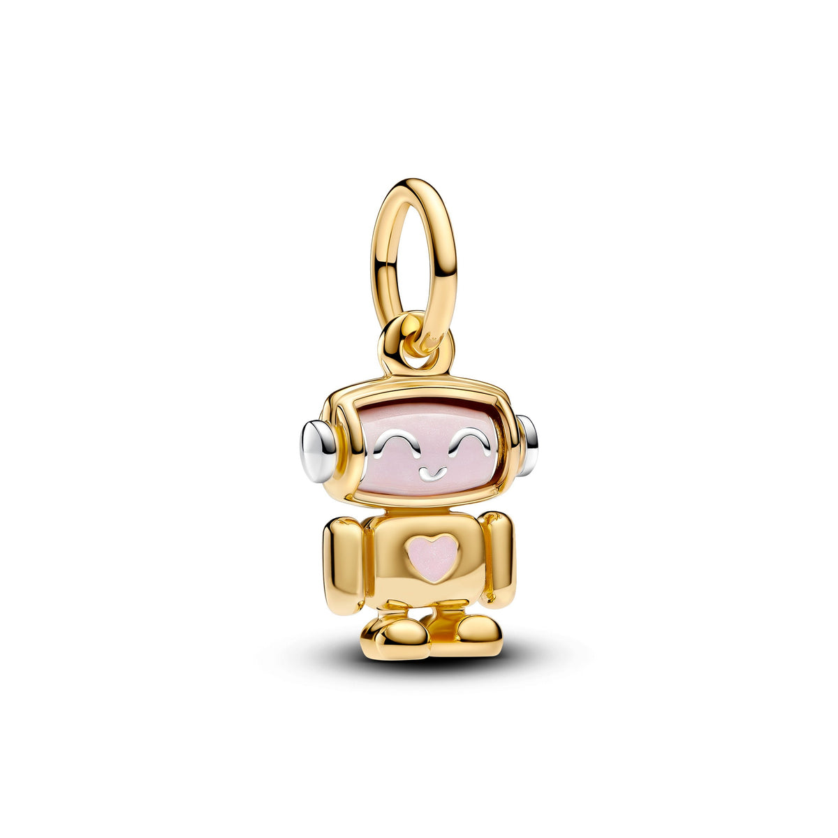 Dangle Charm – 14k Gold-Plated – Spinnable Face Robot