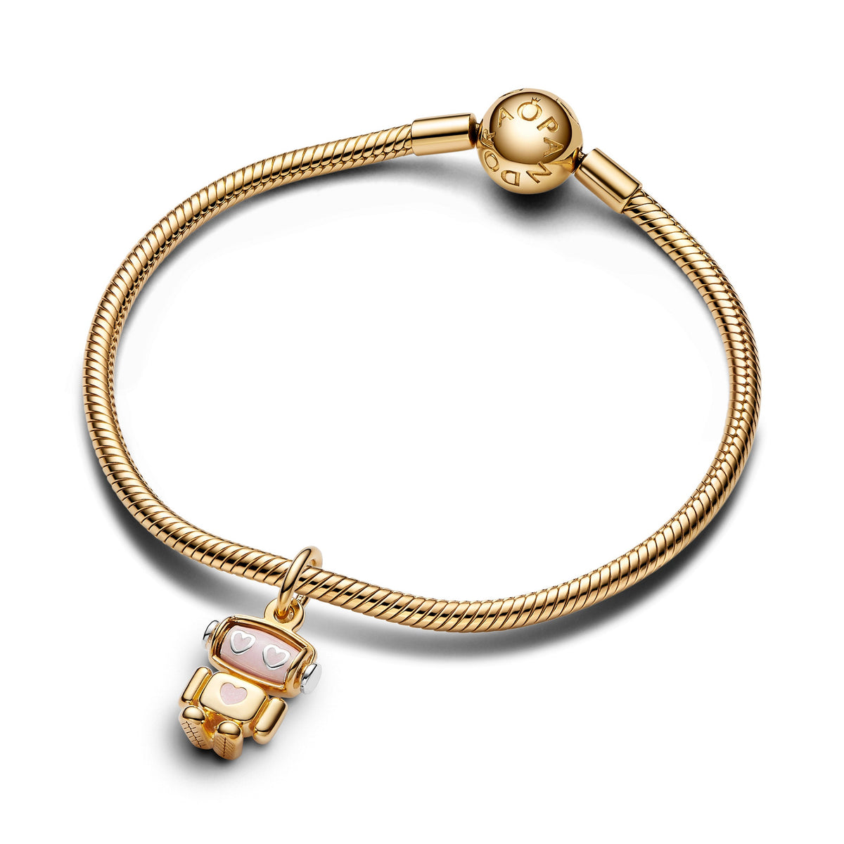 Dangle Charm – 14k Gold-Plated – Spinnable Face Robot