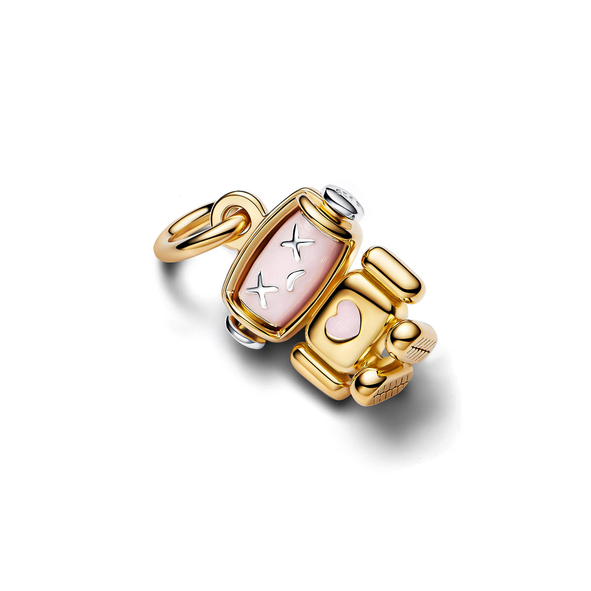 Dangle Charm – 14k Gold-Plated – Spinnable Face Robot