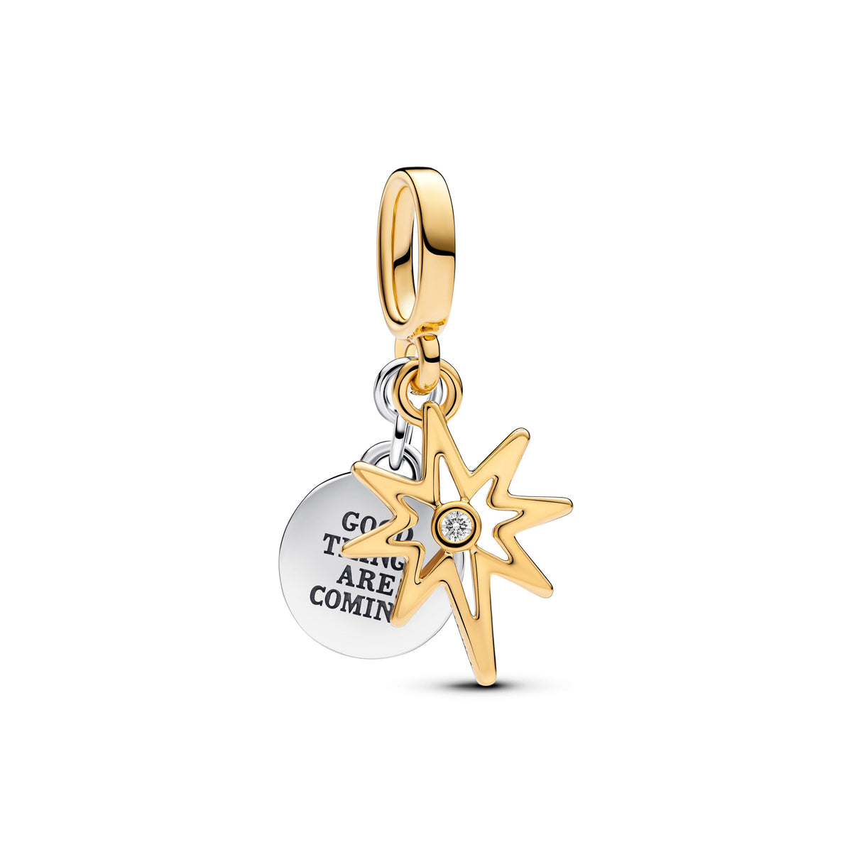 Dangle Charm – 14k Gold-Plated – Engravable North Star Lab-grown Diamond