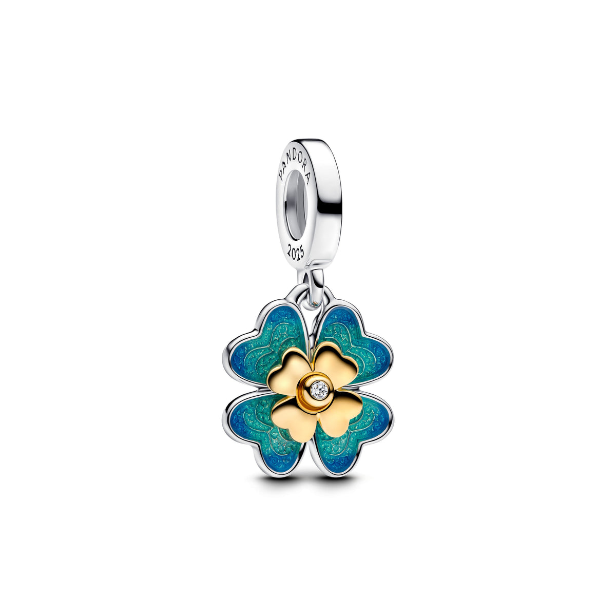 Dangle Charm – 14k Gold-Plated – 2025 Four Leaf Clover Lab-Grown Diamond