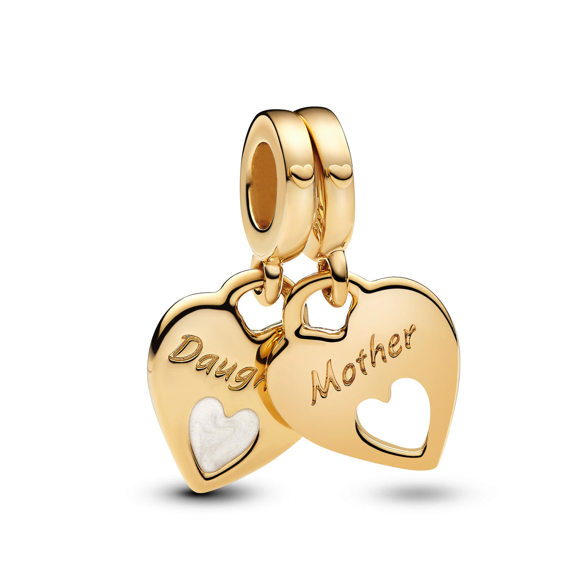 Dangle Charm – 14k Gold-Plated – Double Heart Split