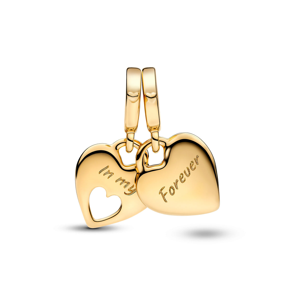 Dangle Charm – 14k Gold-Plated – Double Heart Split