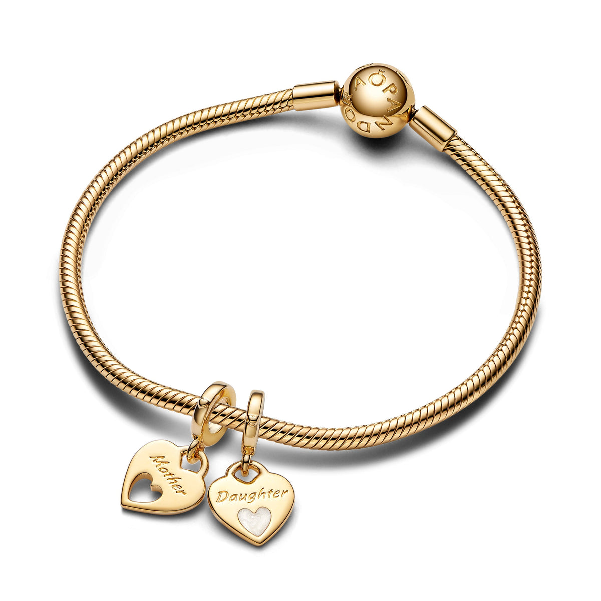 Dangle Charm – 14k Gold-Plated – Double Heart Split