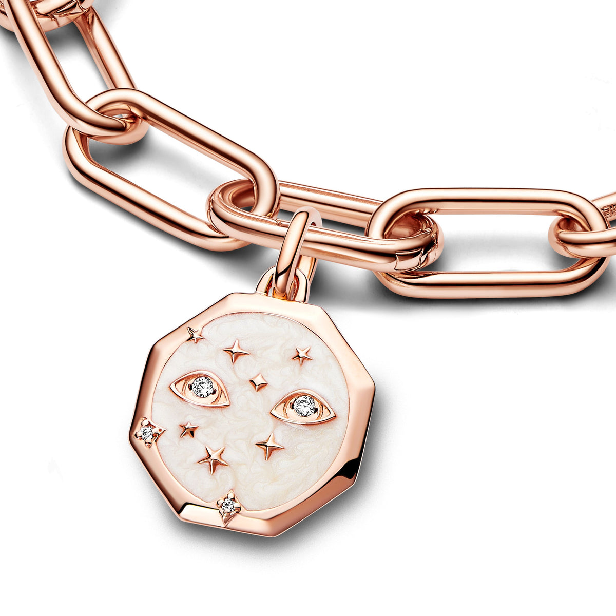 Charm – 14k Rose Gold-Plated – Pandora ME Sparkling Eyes Medallion