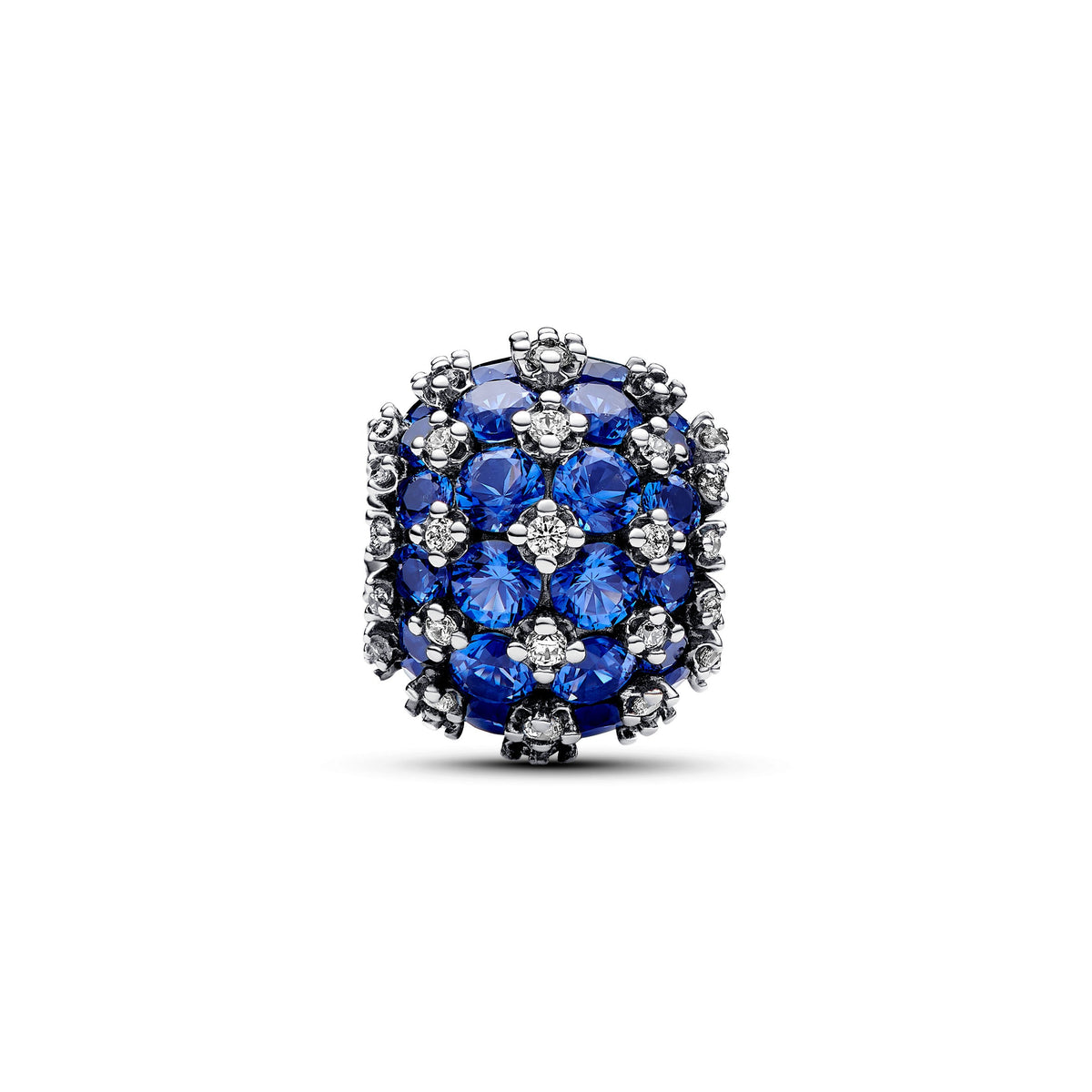 Charm – Sterling Silver – Sparkling Pavé Round Blue