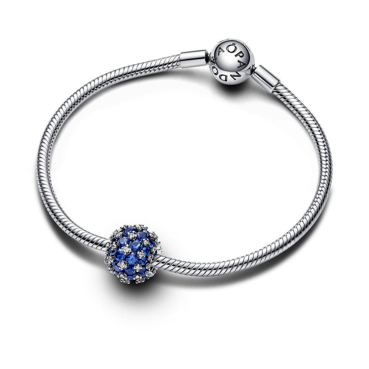Charm – Sterling Silver – Sparkling Pavé Round Blue