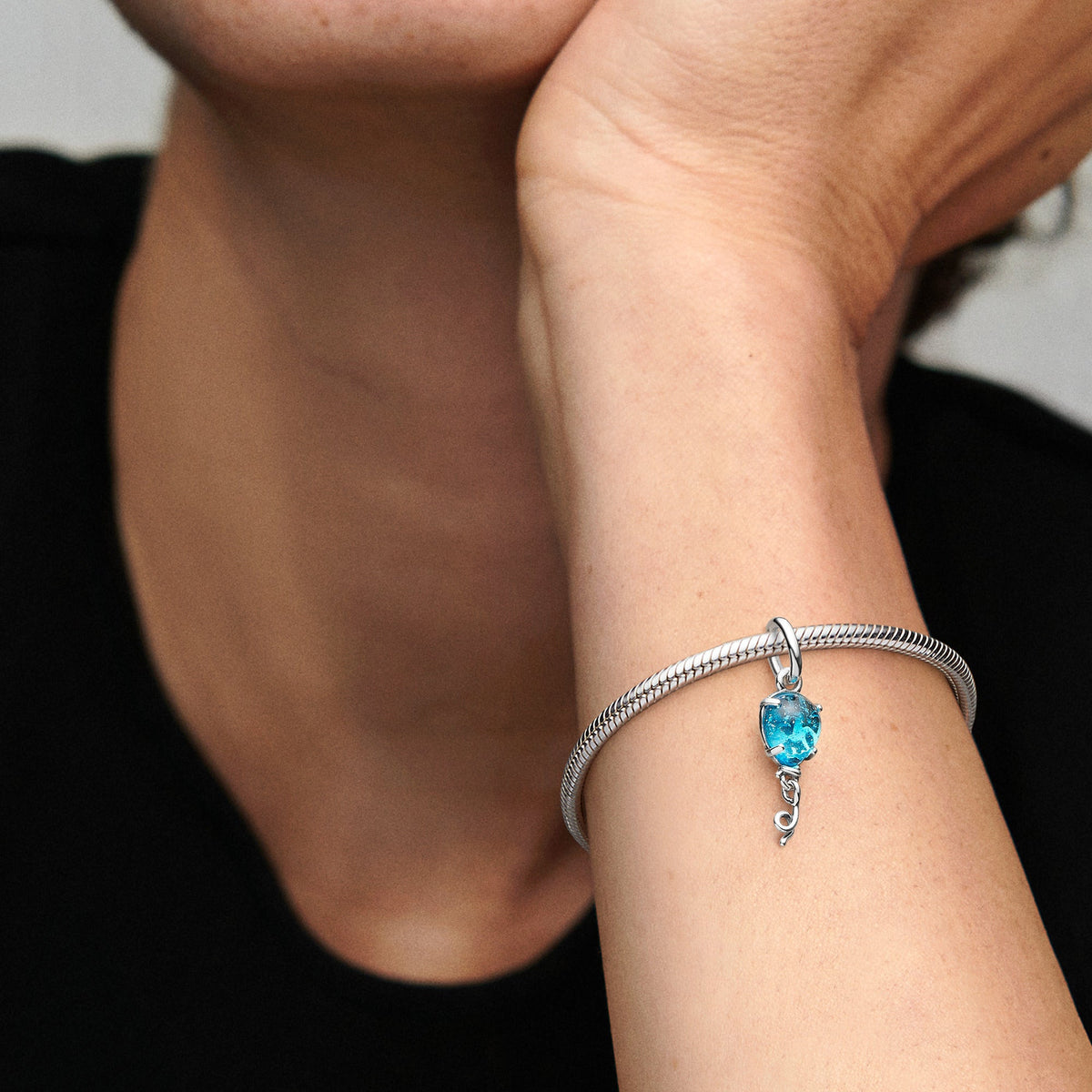 Dangle Charm – Sterling Silver – Blue Murano Glass Balloon