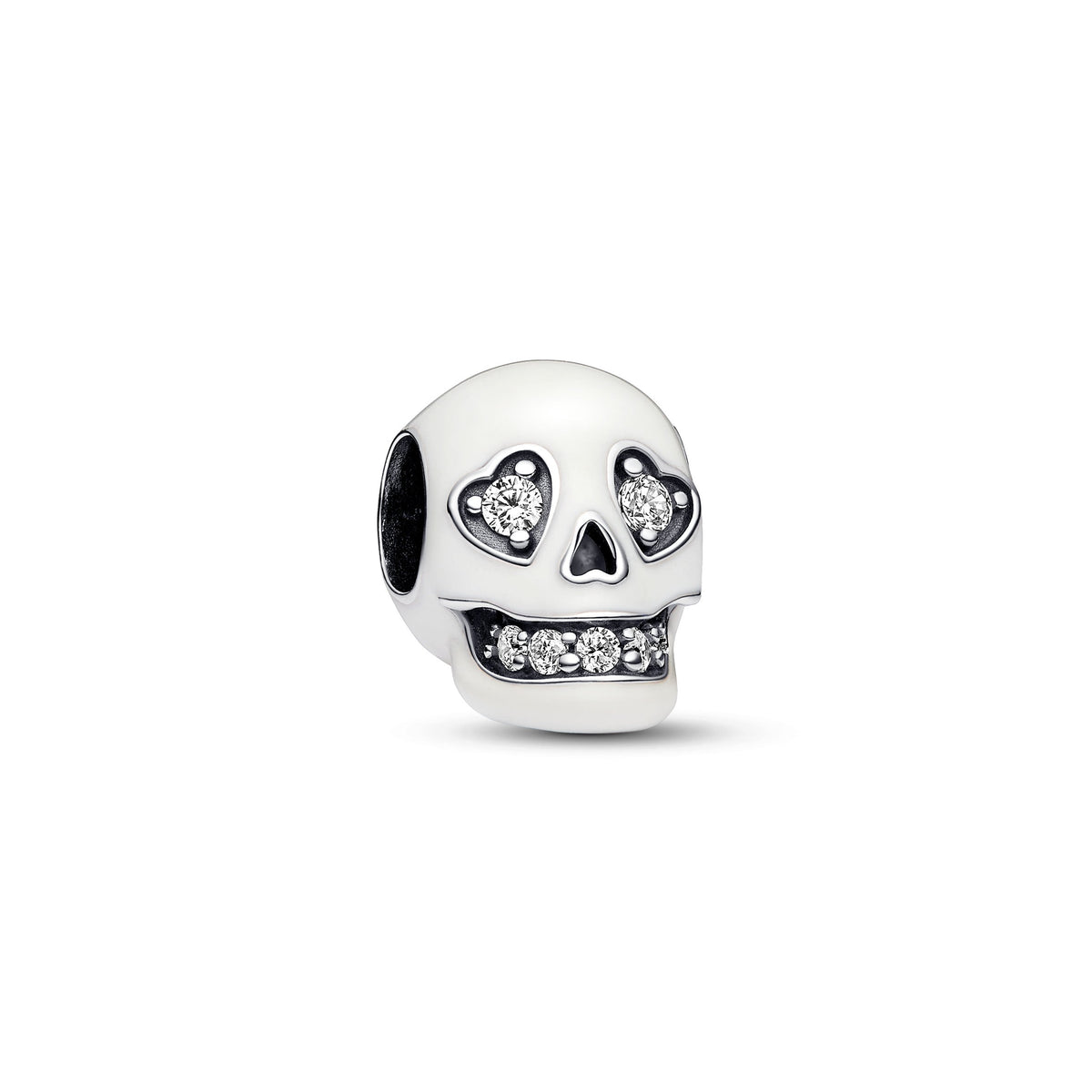 Charm – Sterling Silver – Glow-in-the-dark Sparkling Skull