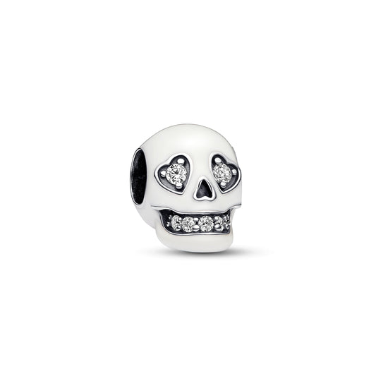 Charm – Sterling Silver – Glow-in-the-dark Sparkling Skull