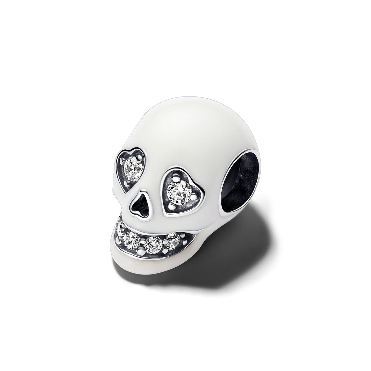 Charm – Sterling Silver – Glow-in-the-dark Sparkling Skull