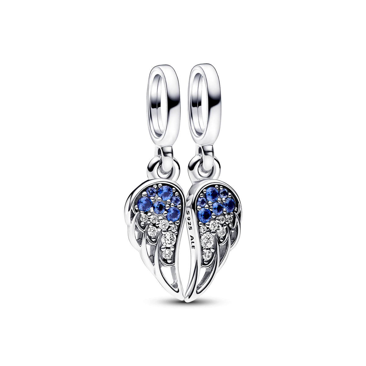 Dangle Charm – Sterling Silver – Sparkling Splitable Angel Wings