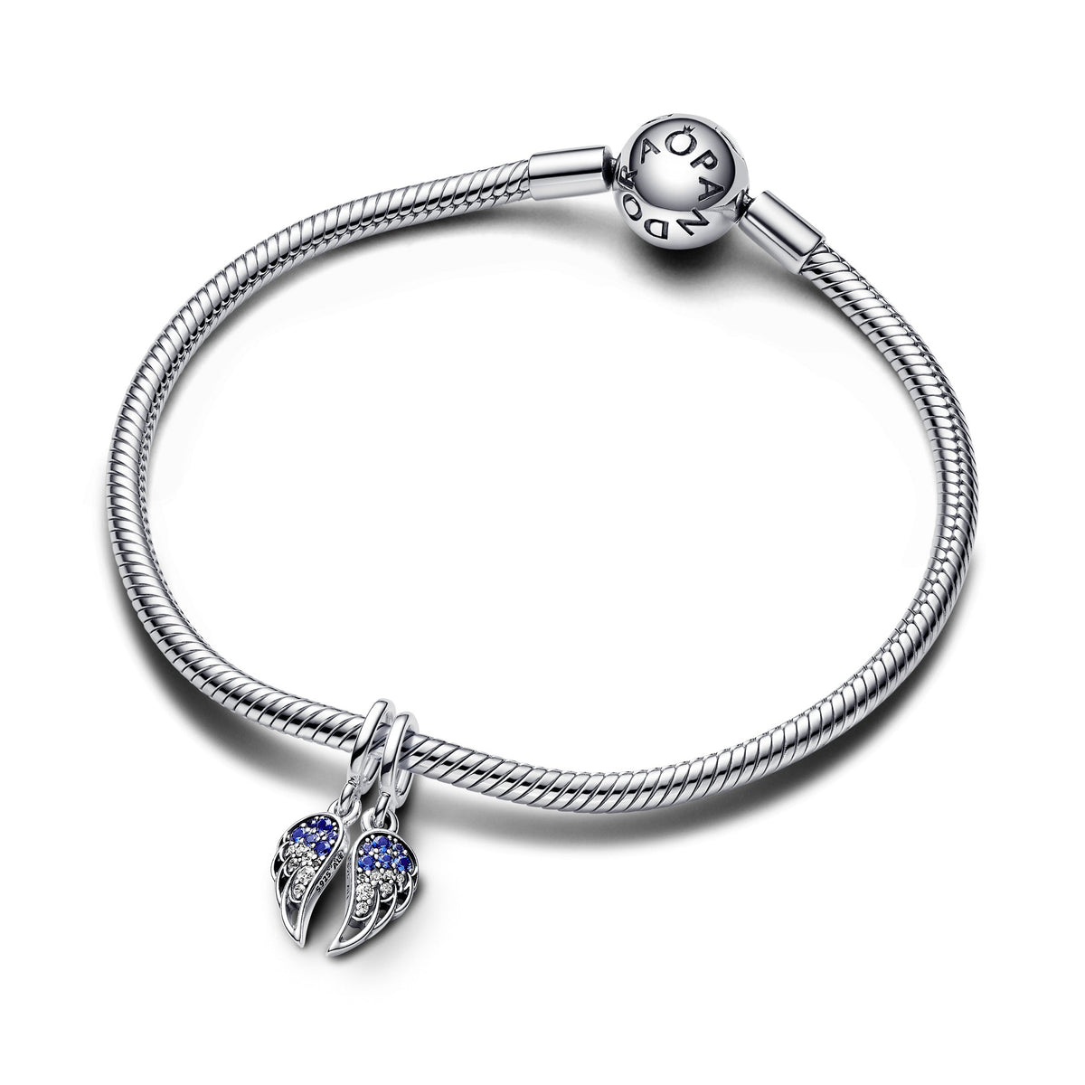 Dangle Charm – Sterling Silver – Sparkling Splitable Angel Wings