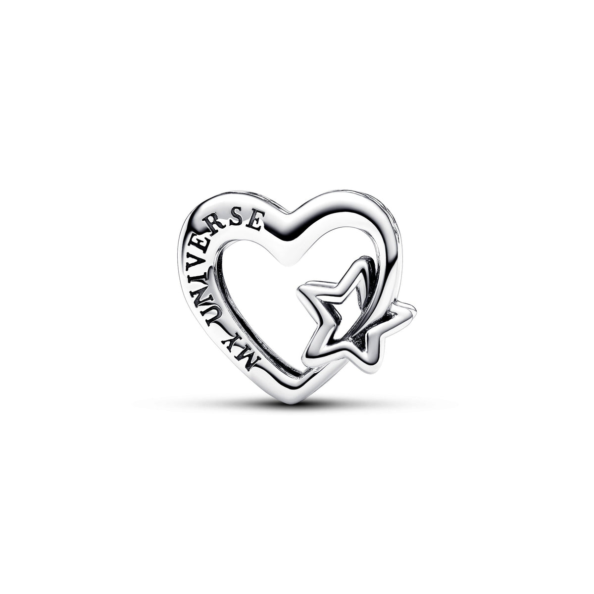 Charm – Sterling Silver – Openwork Family Heart & Star