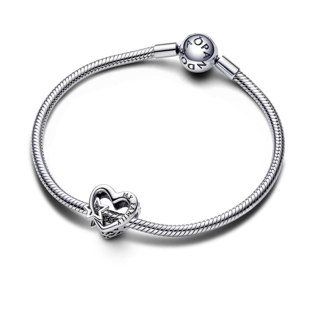 Charm – Sterling Silver – Openwork Family Heart & Star