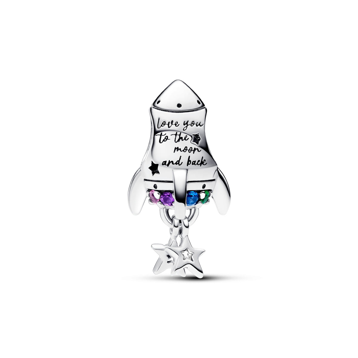 Charm – Sterling Silver – Space Love Rocket