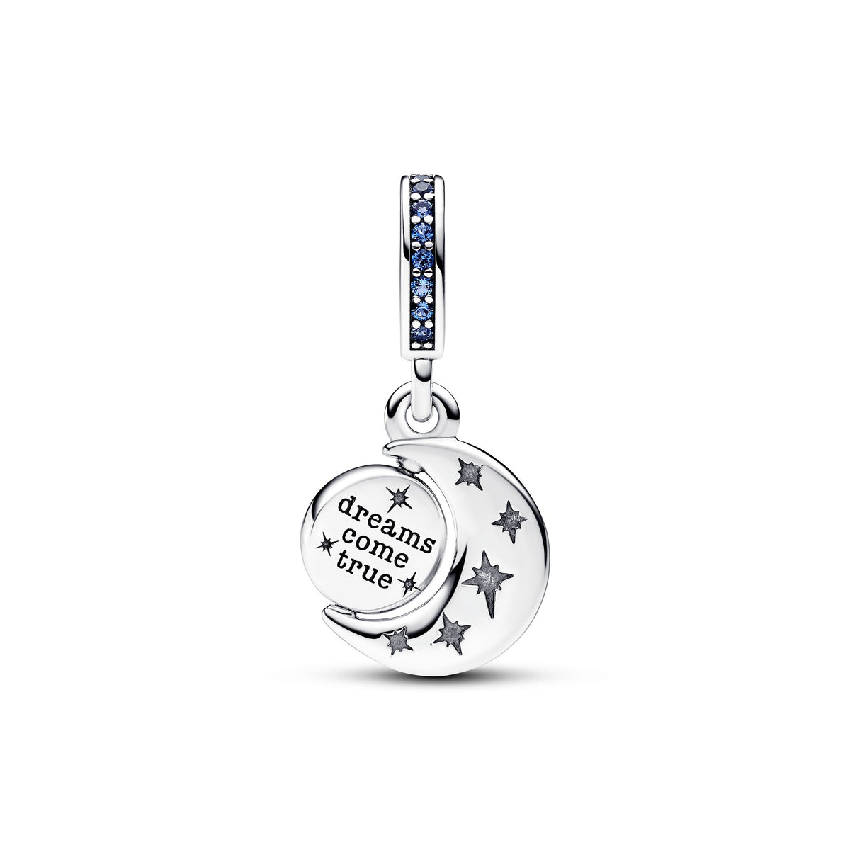 Dangle Charm – Sterling Silver – Sparkling Moon Spinning