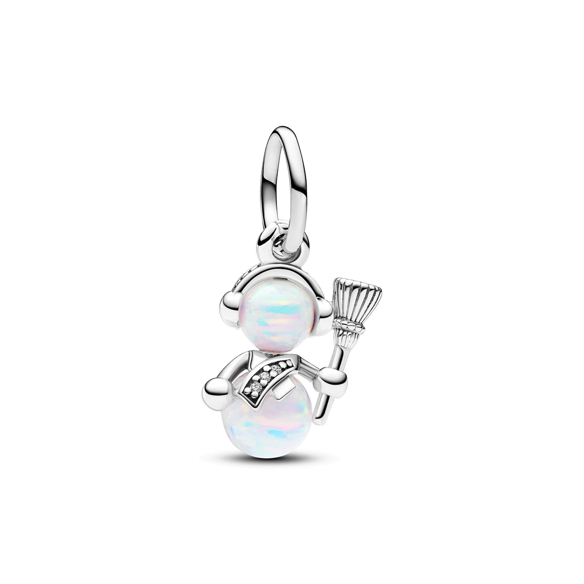 Dangle Charm – Sterling Silver – Opalescent Snowman