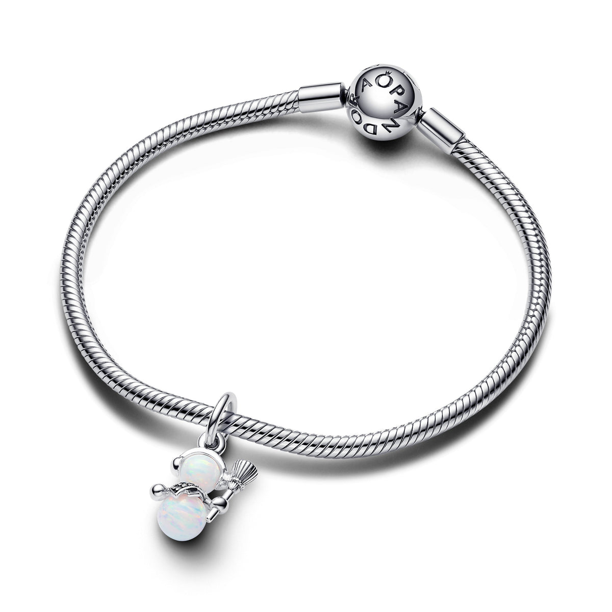 Dangle Charm – Sterling Silver – Opalescent Snowman