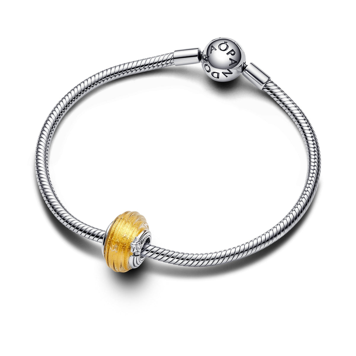 Charm – Sterling Silver – Shooting Star Grooved Murano Glass