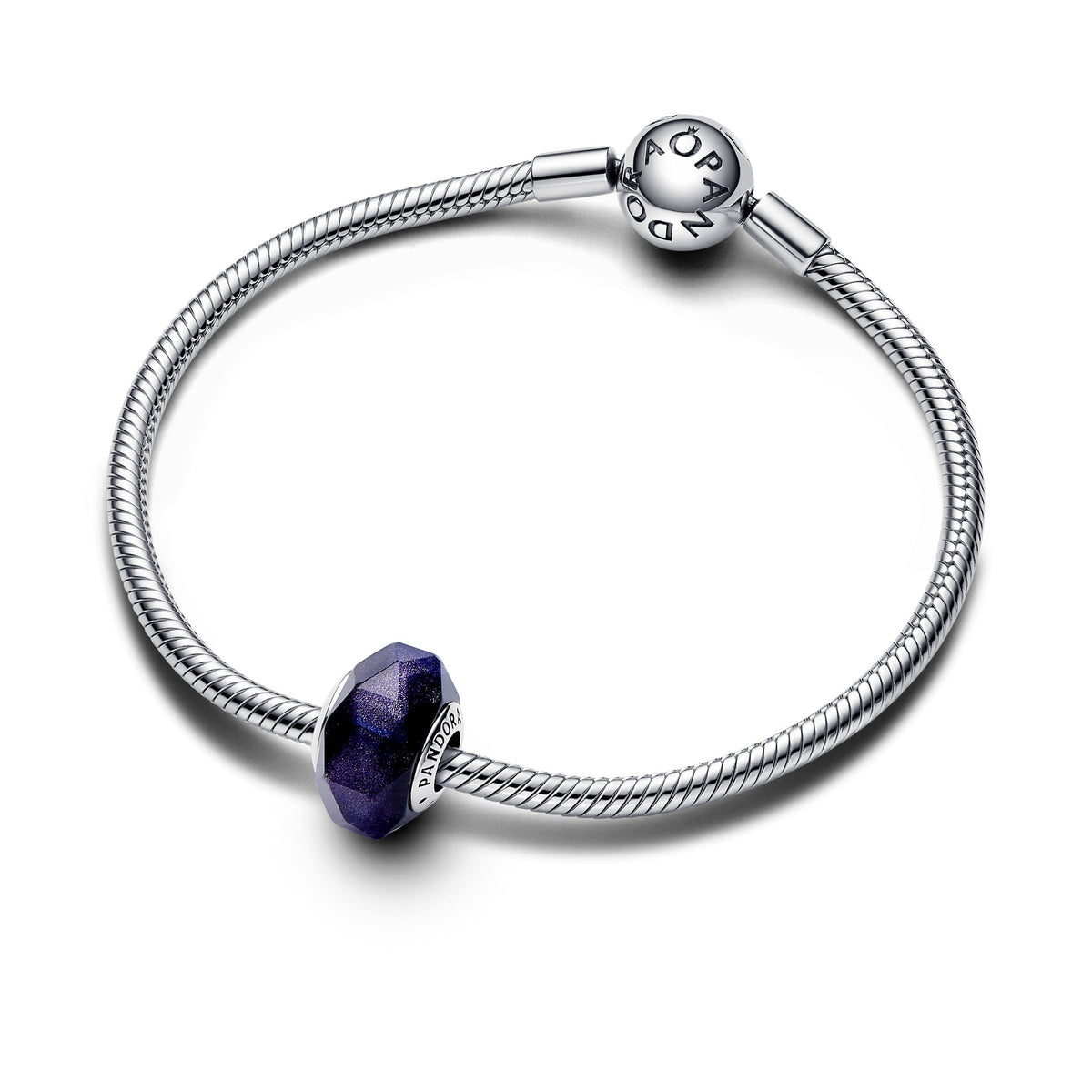 Charm – Sterling Silver – Faceted Blue Murano Glass