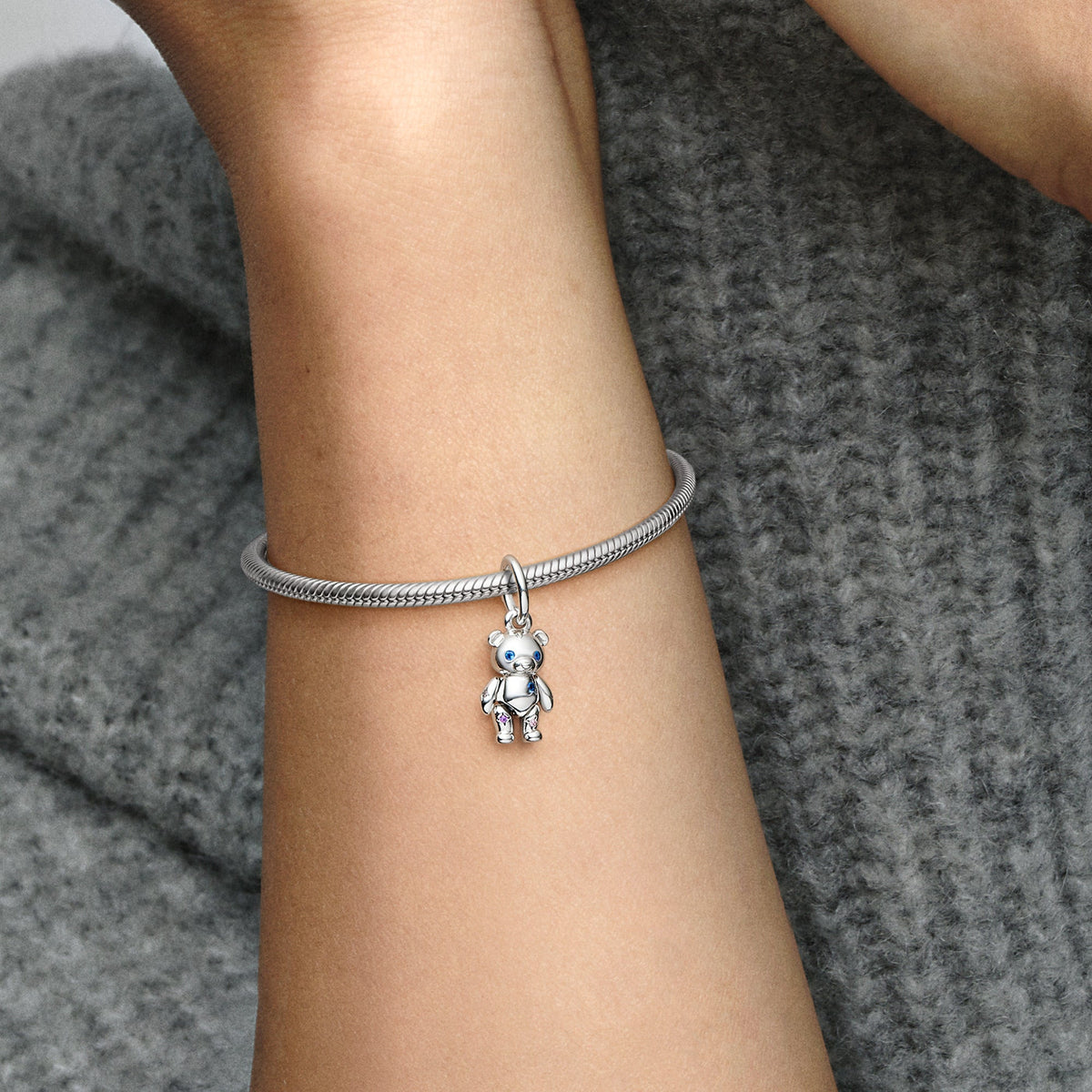 Dangle Charm – Sterling Silver – Movable Teddy Bear
