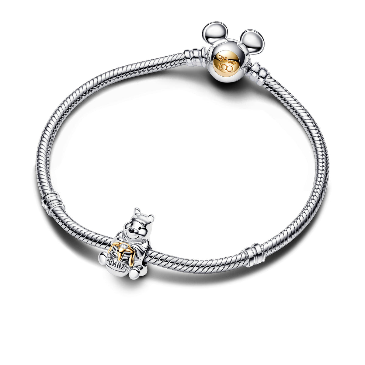 Dangle Charm – Sterling Silver – Disney 100th Anniversary Winnie the Pooh Lab-created Diamond