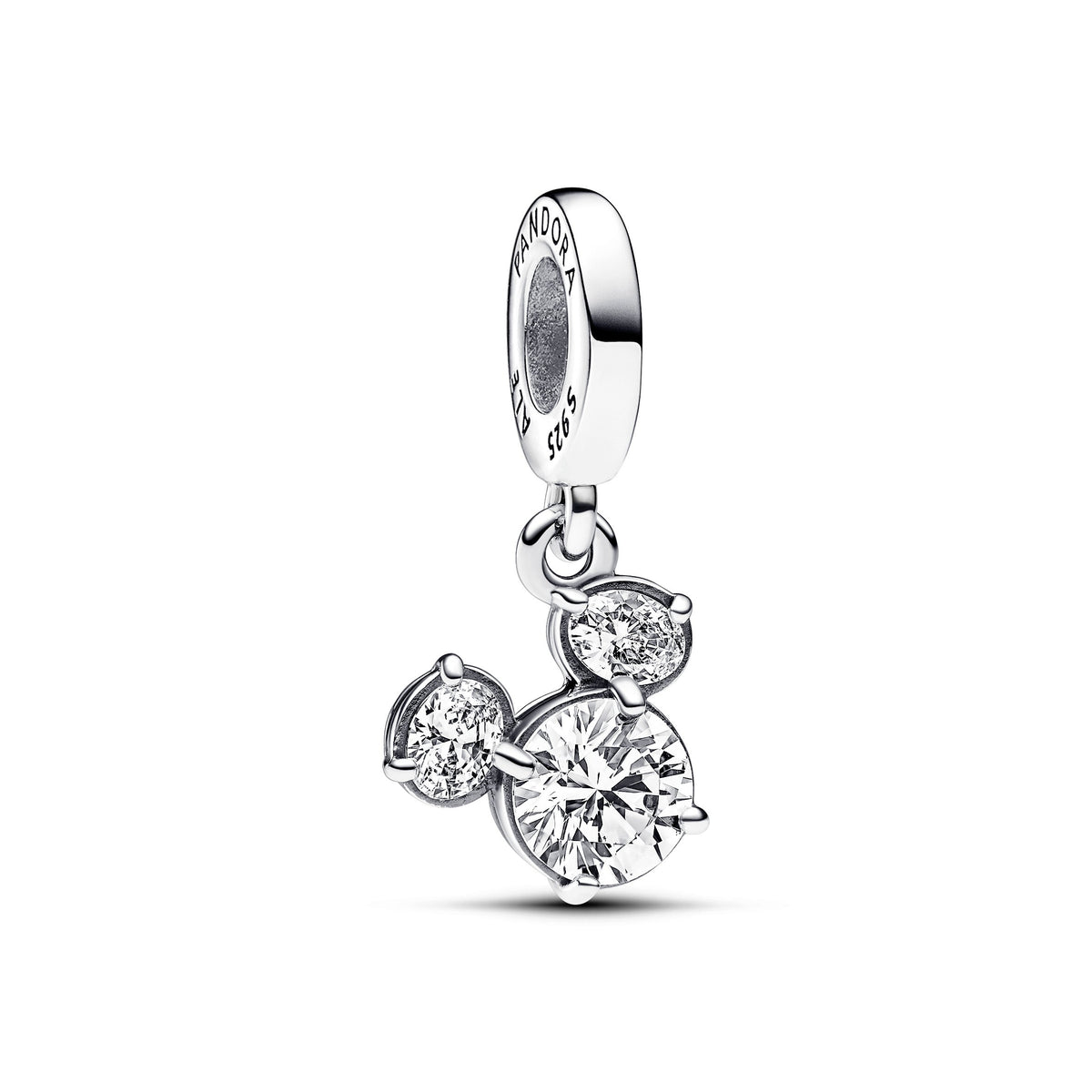 Dangle Charm – Sterling Silver – Disney Mickey Mouse Sparkling Head Silhouette