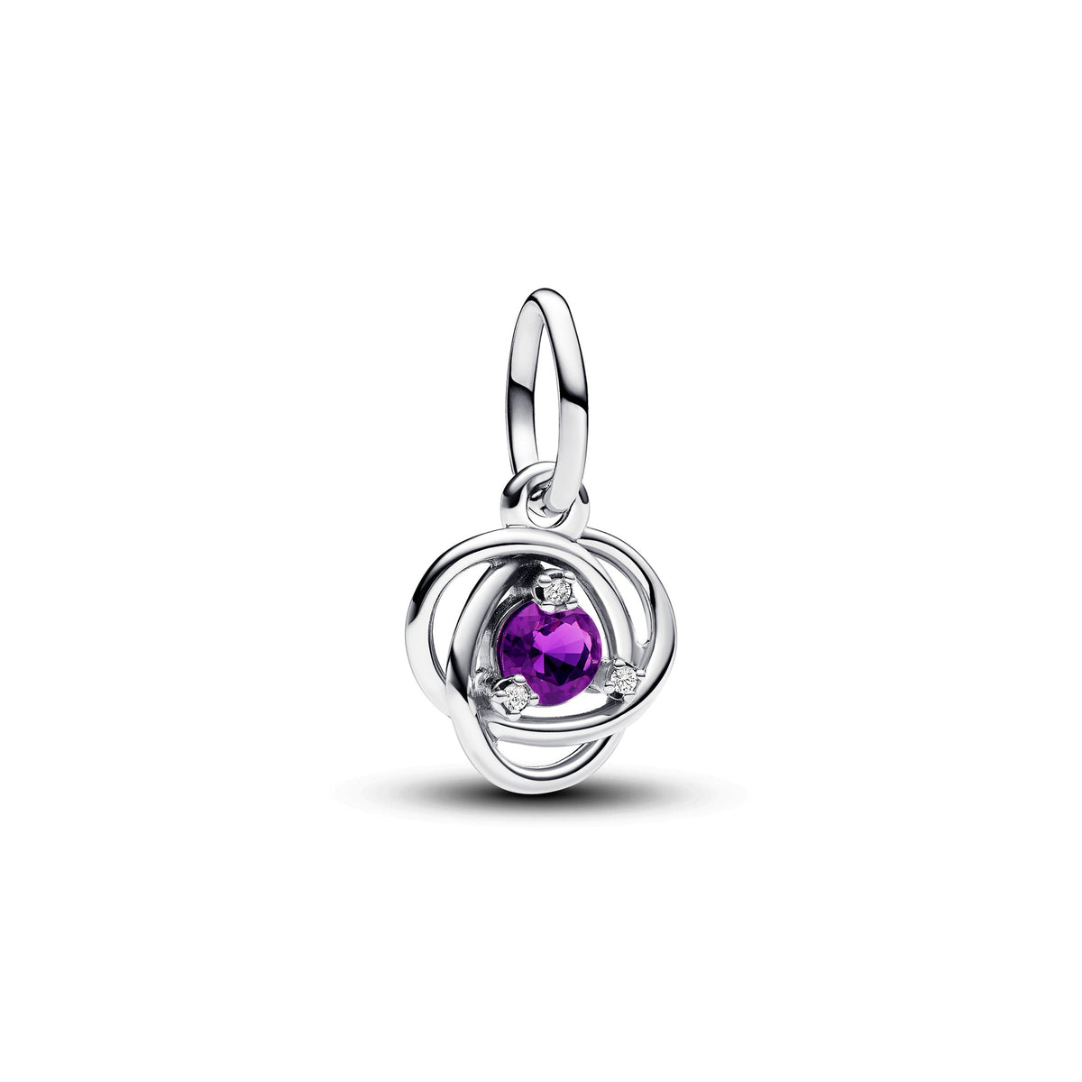 Dangle Charm – Sterling Silver – February Purple Eternity Circle