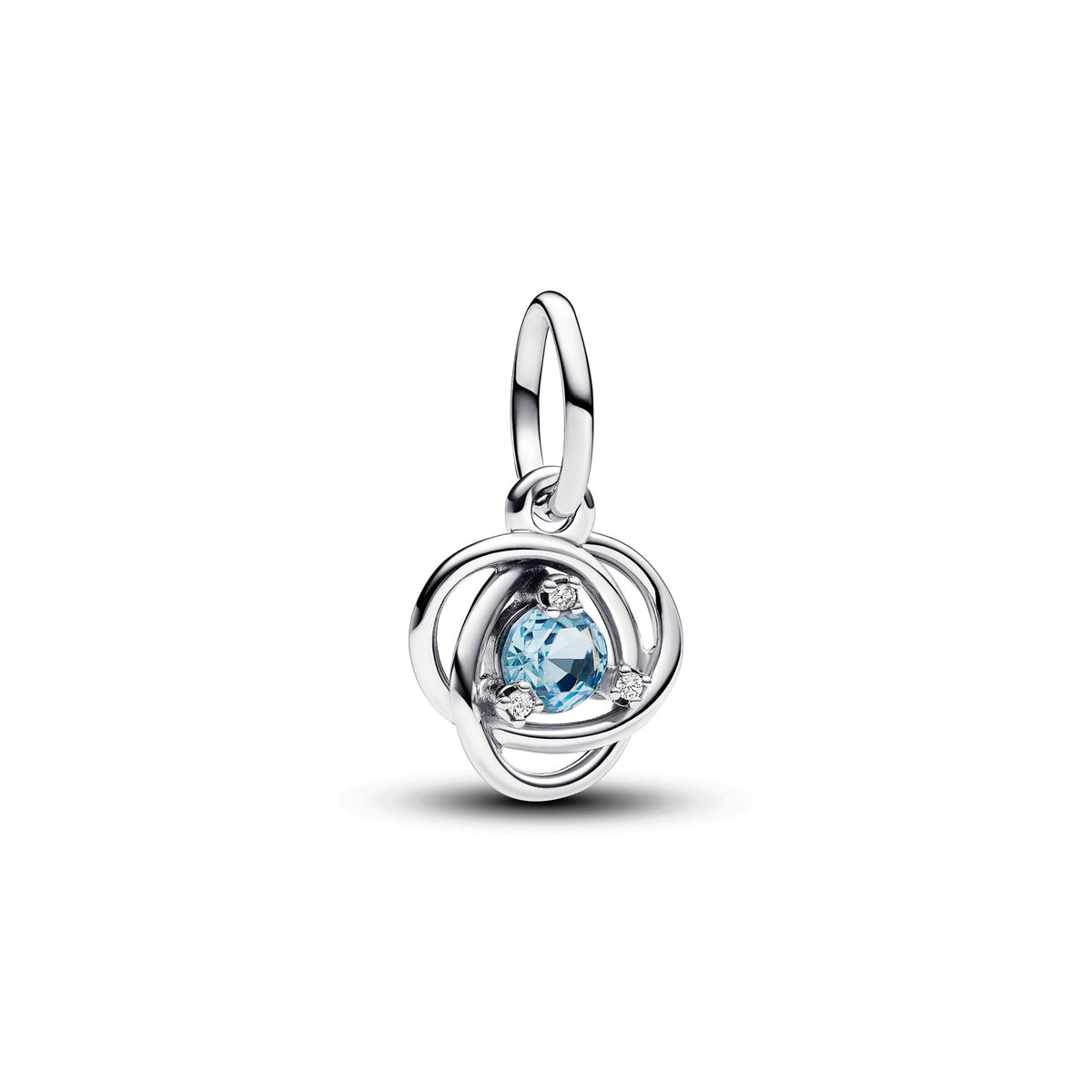 Dangle Charm – Sterling Silver – March Sea Aqua Blue Eternity Circle