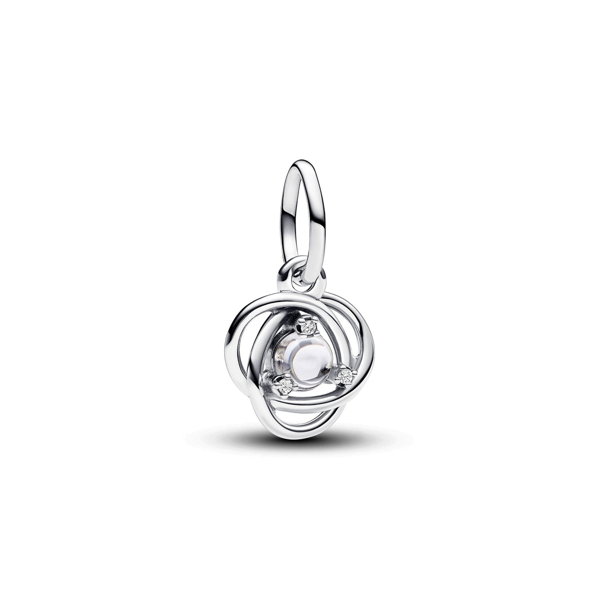 Dangle Charm – Sterling Silver – April Clear Eternity Circle