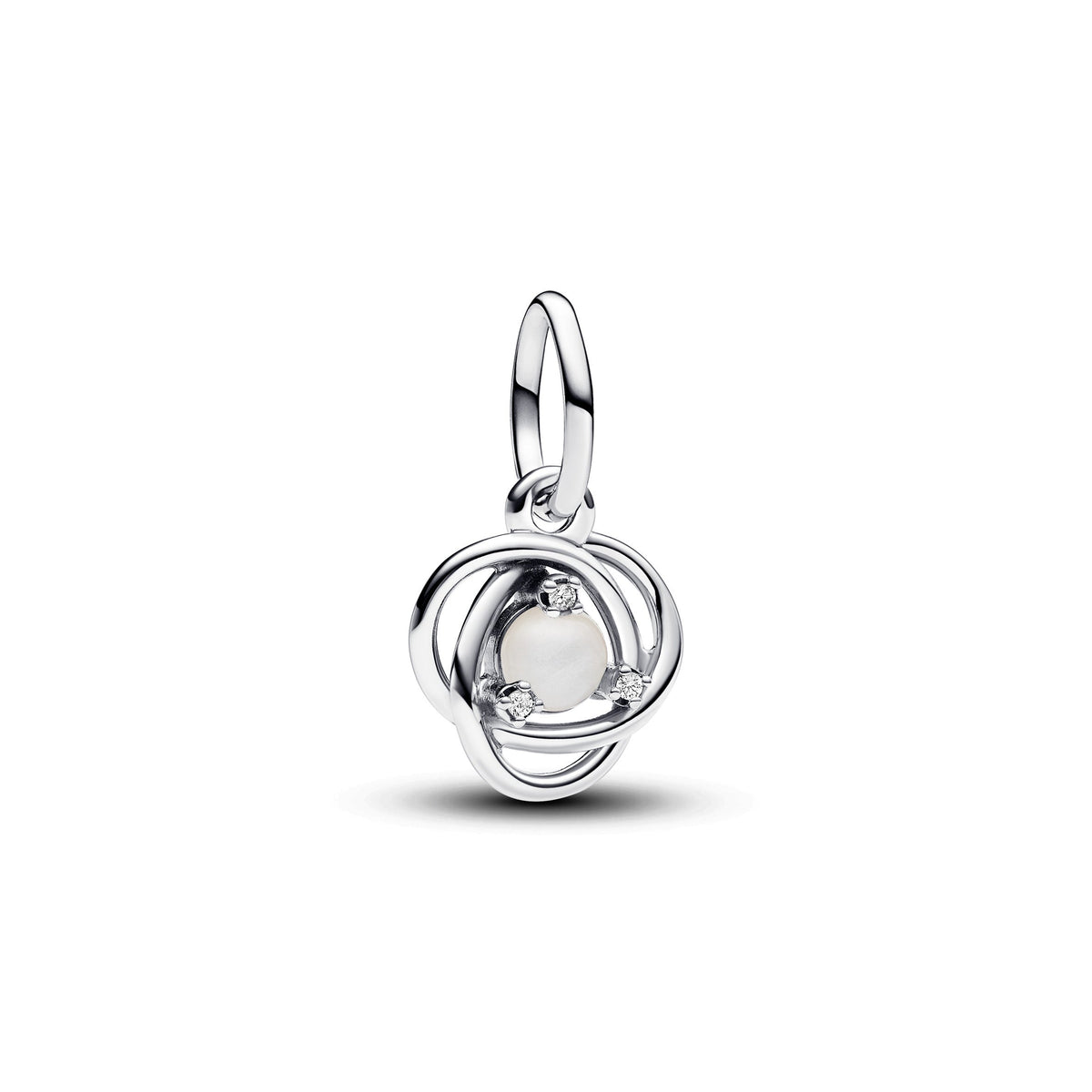 Dangle Charm – Sterling Silver – June White Eternity Circle