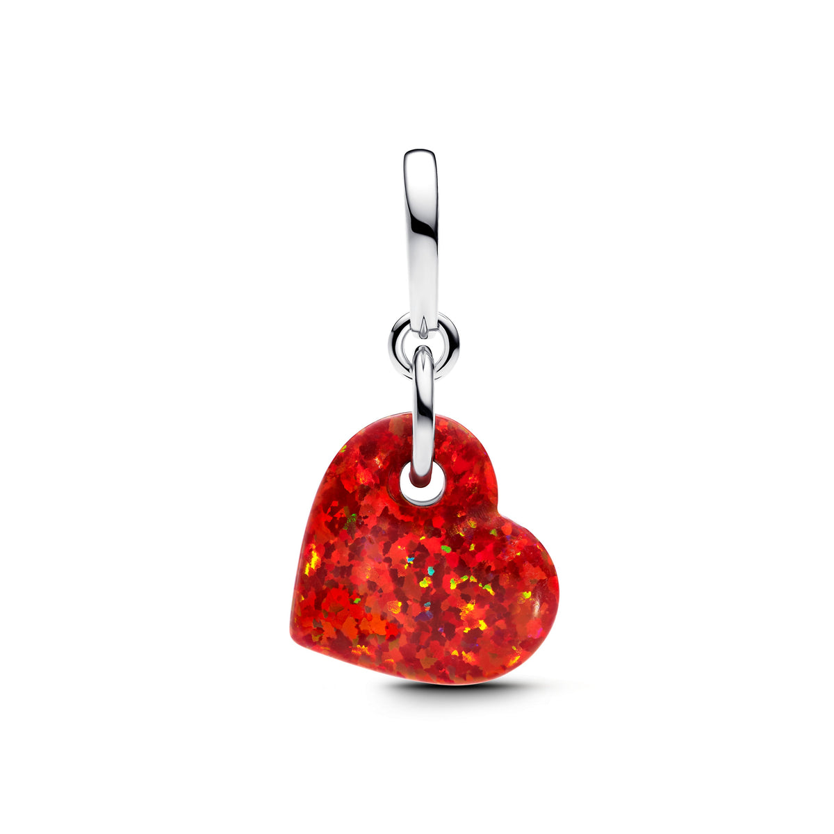 Dangle Charm – 14k Gold-Plated – Opalescent Red Heart