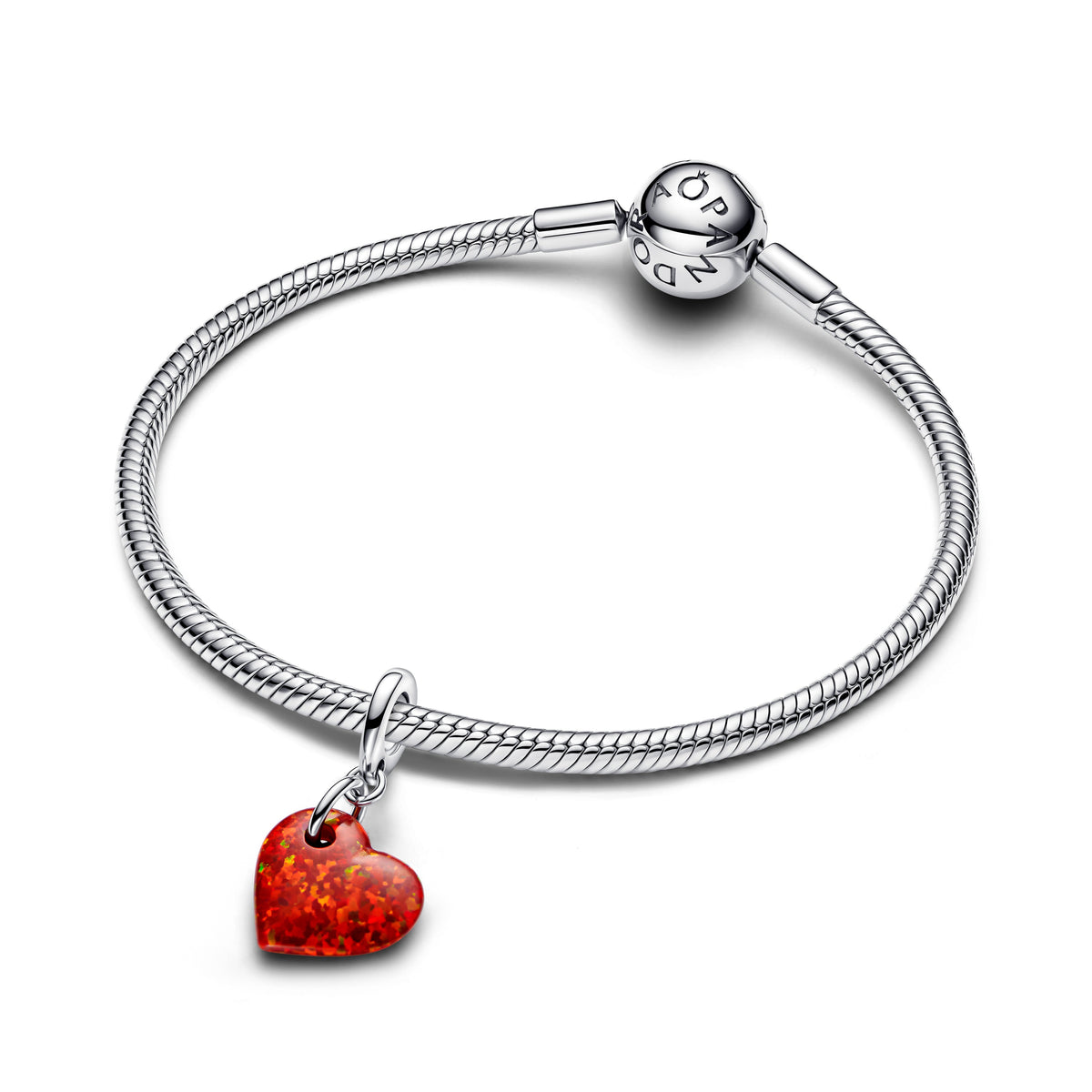 Dangle Charm – 14k Gold-Plated – Opalescent Red Heart