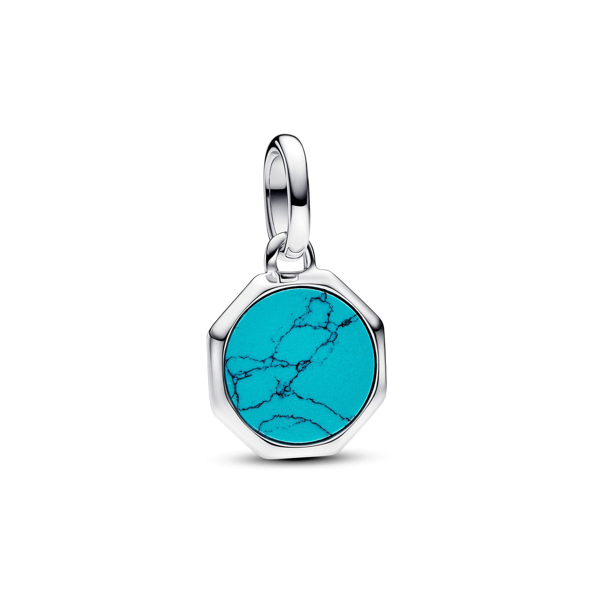 Charm – Sterling Silver – Turquoise-coloured Engravable Mini Medallion