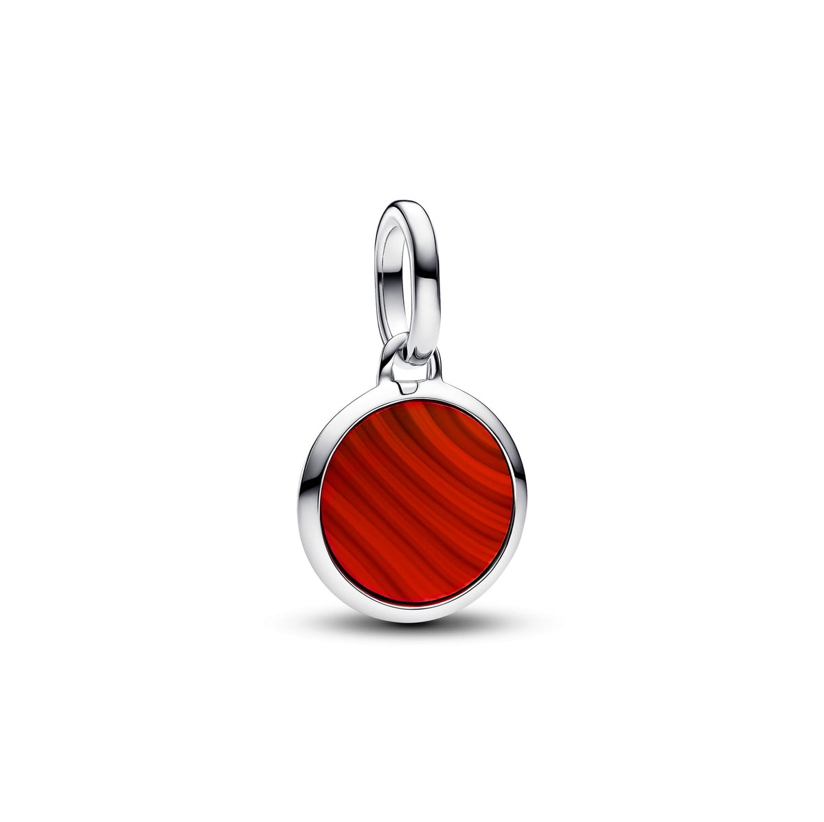 Charm – Sterling Silver – Red Murano Glass Engravable Mini Medallion