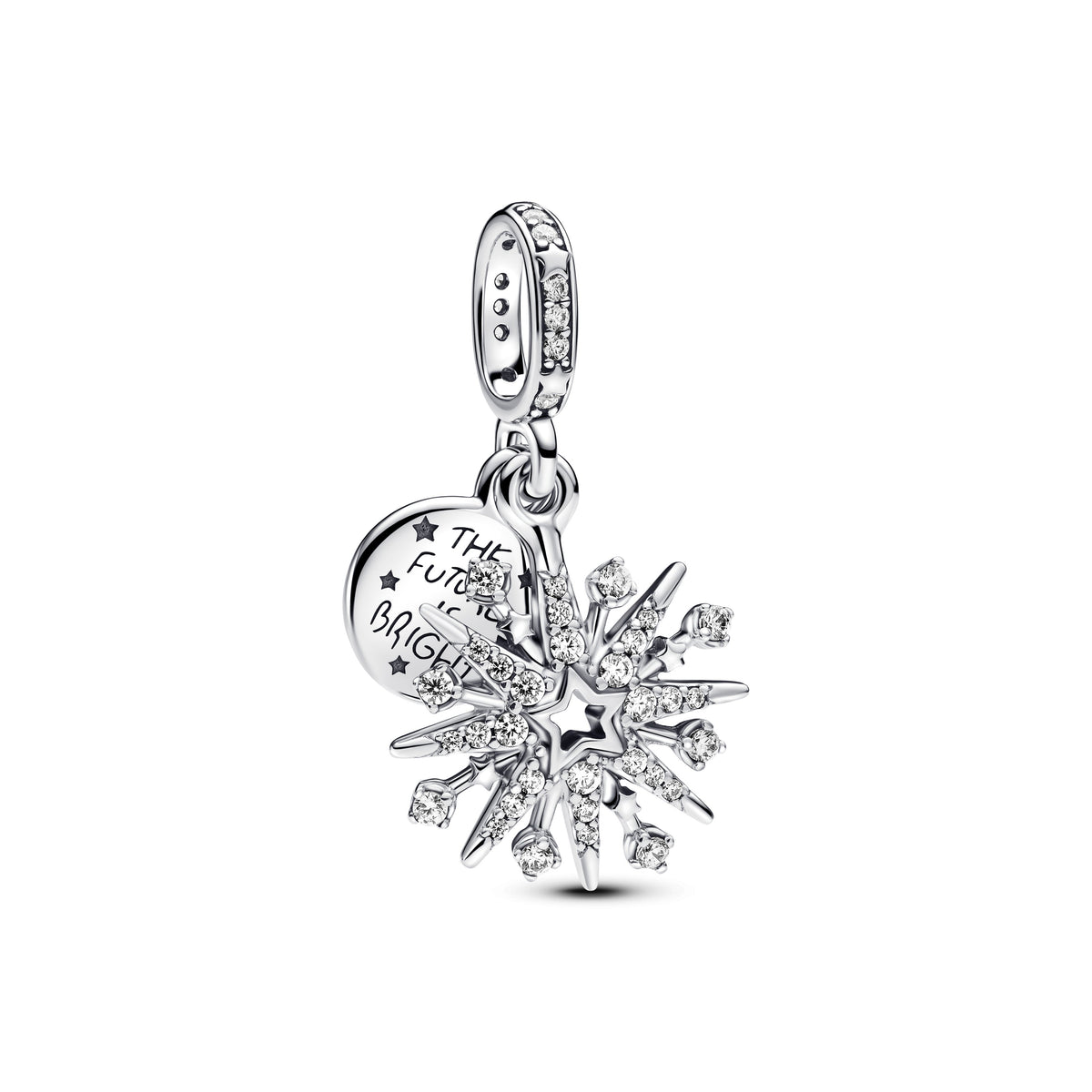 Dangle Charm – Sterling Silver – Sparkling Firework Double