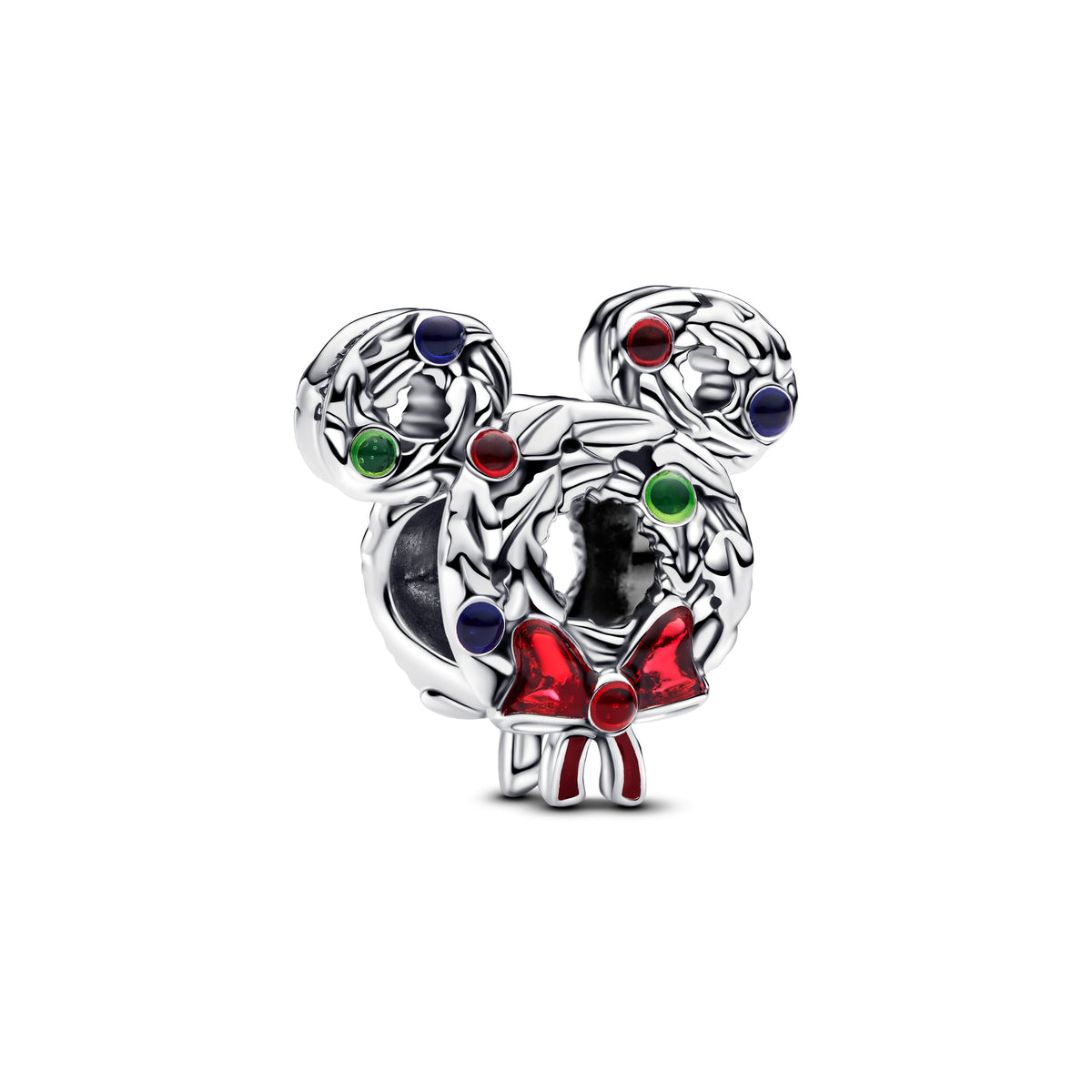 Charm – Sterling Silver – Disney Mickey Mouse Christmas Wreath