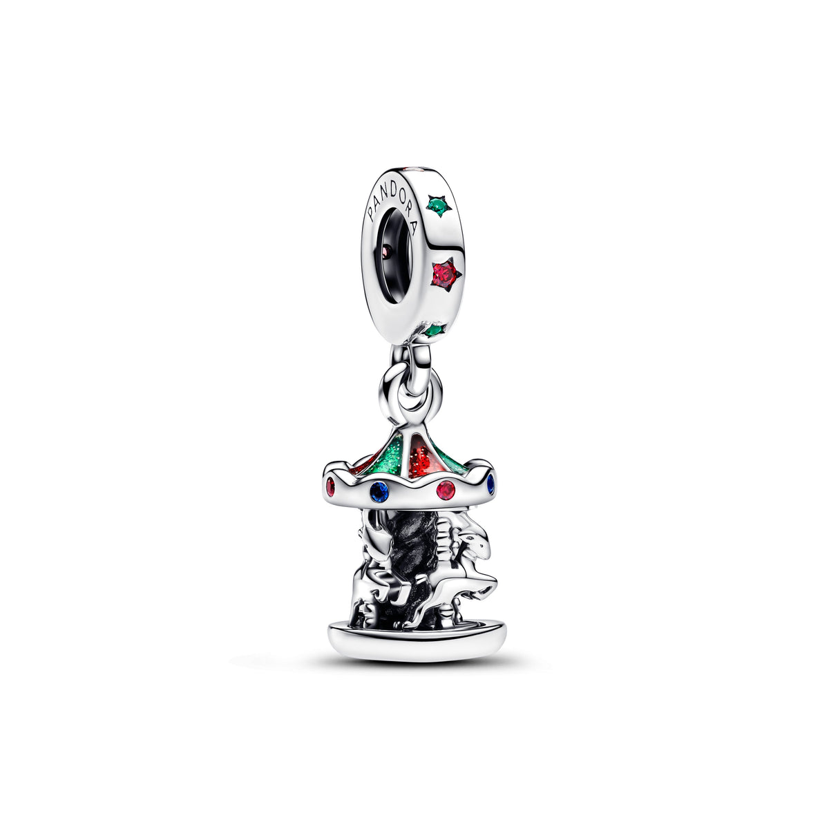 Dangle Charm – Sterling Silver – Spinning Carousel