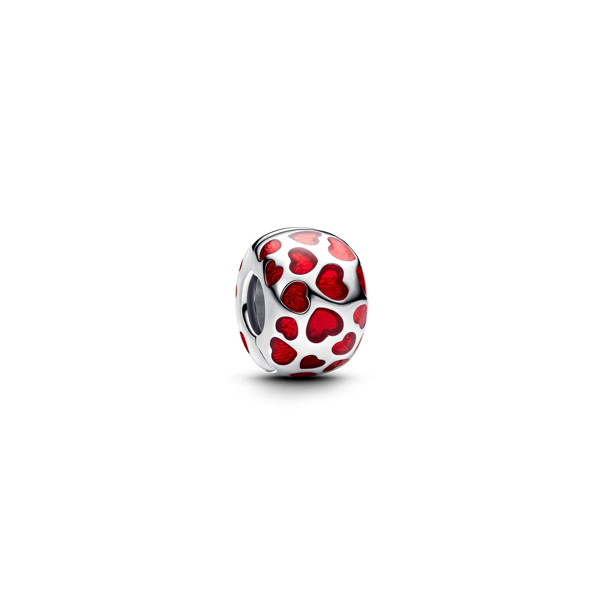Clip Charm – Sterling Silver – Hearts Round