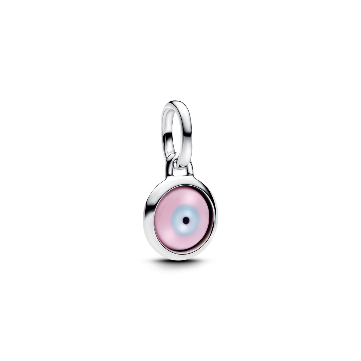 Dangle Charm – Sterling Silver – Engravable Evil Eye Murano Glass Mini