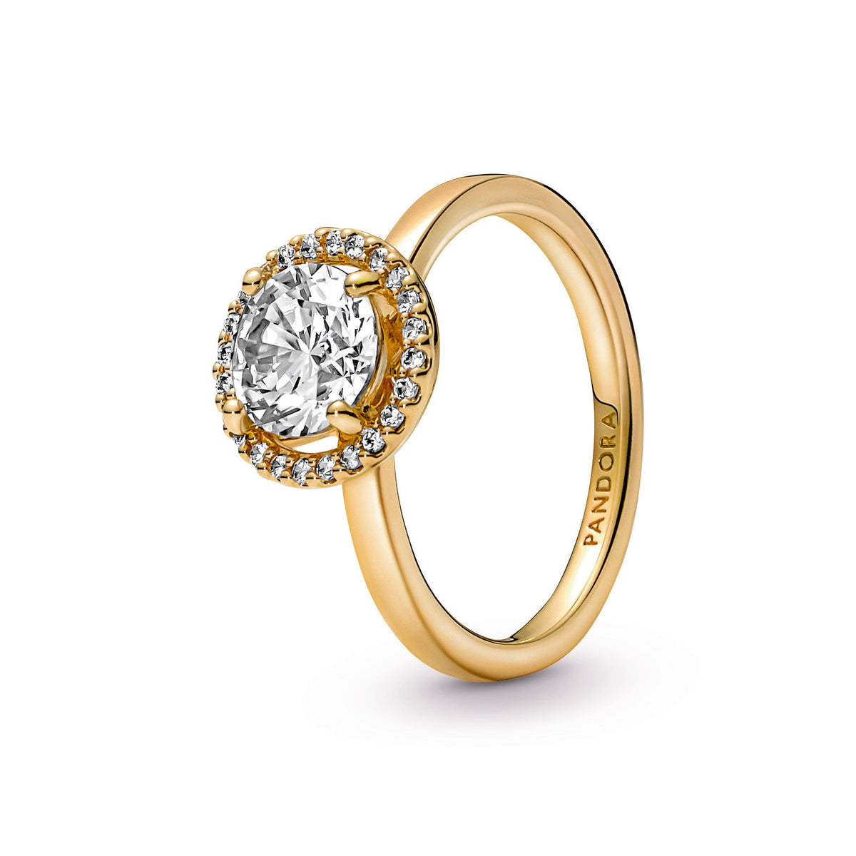 Ring – 14k Gold-Plated – Sparkling Round Halo