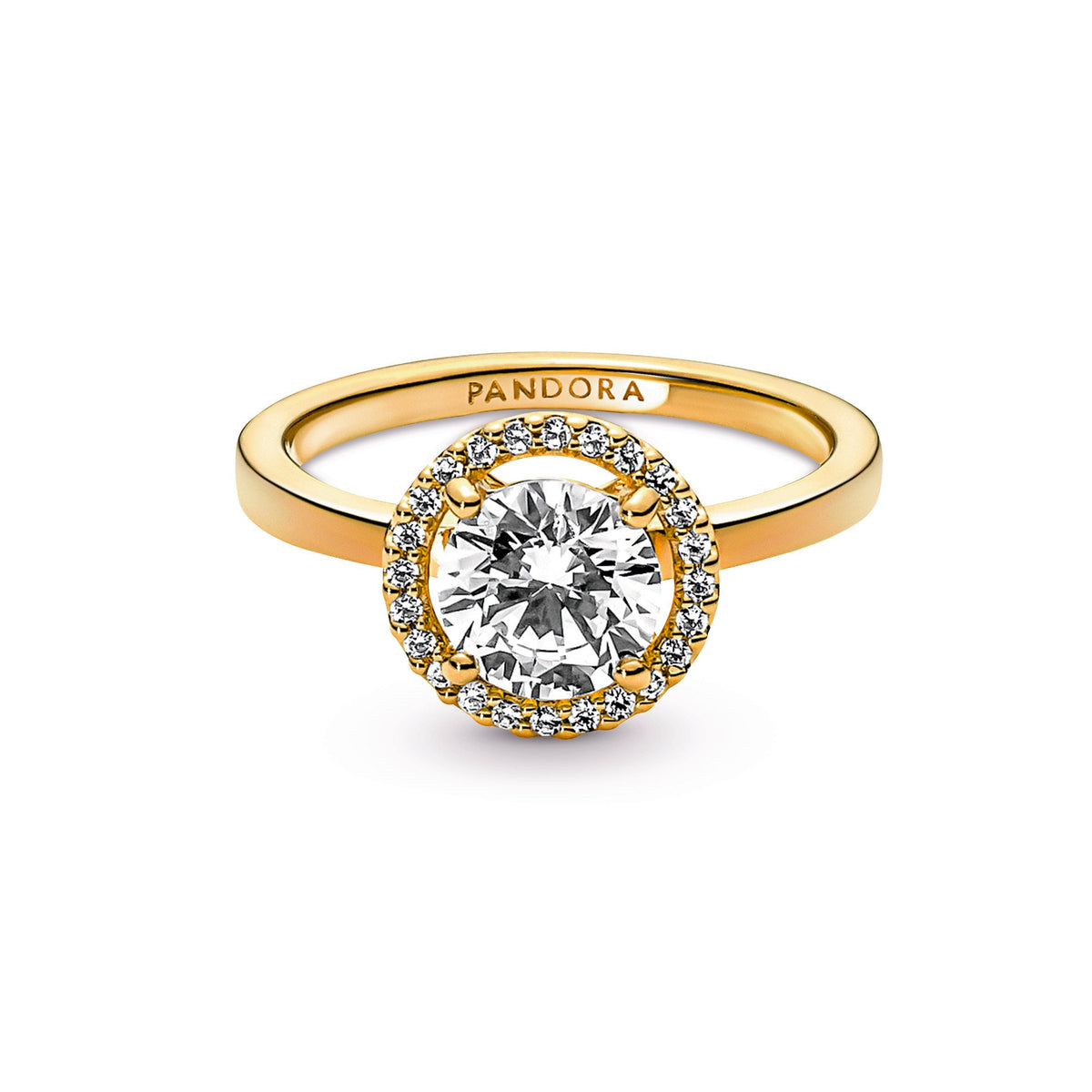 Ring – 14k Gold-Plated – Sparkling Round Halo