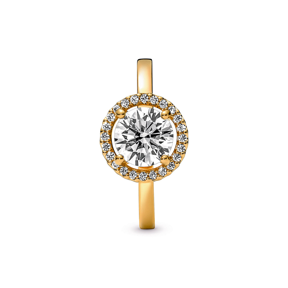 Ring – 14k Gold-Plated – Sparkling Round Halo