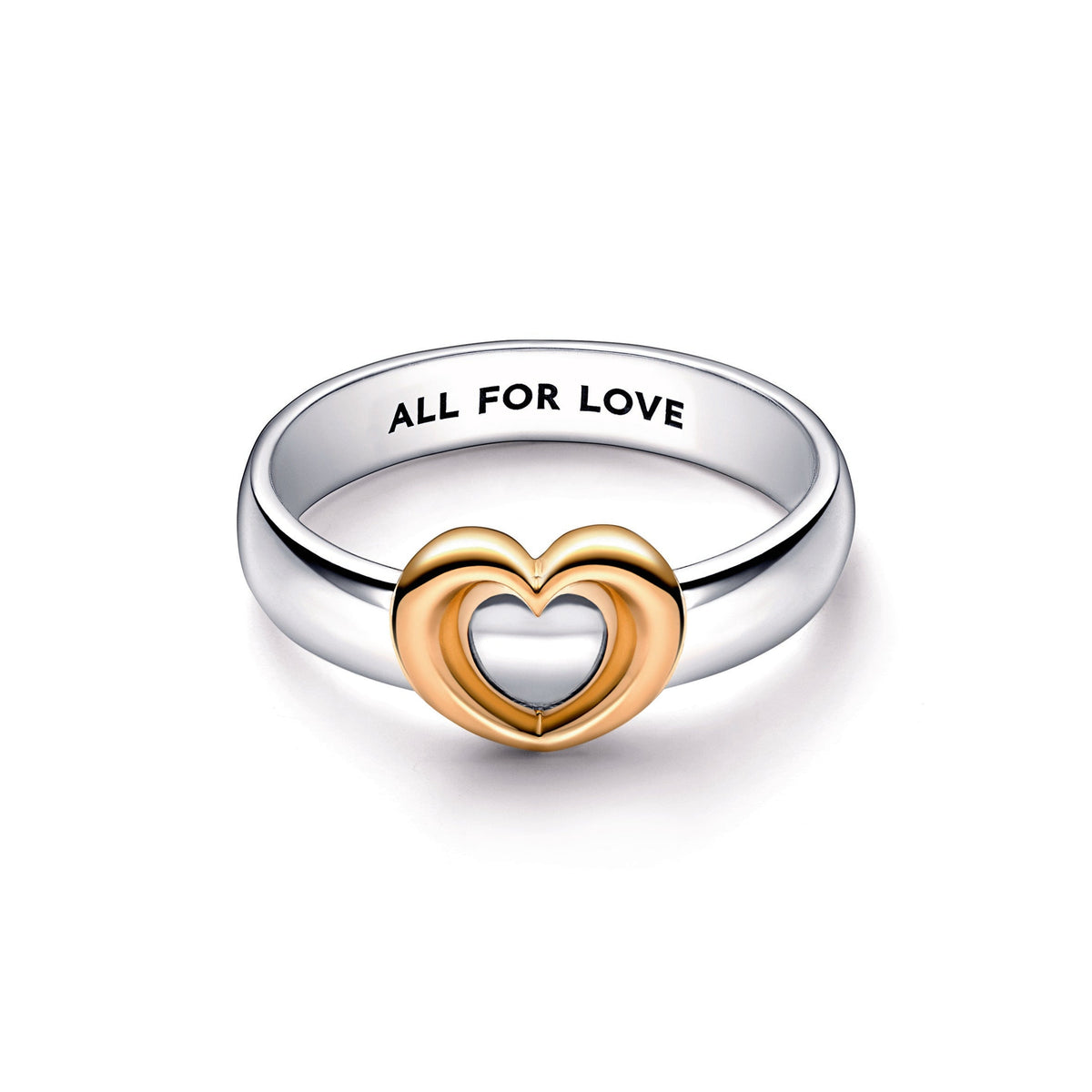 Ring – 14k Gold-Plated – Radiant Two-tone Sliding Heart
