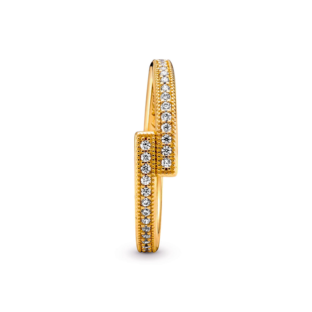 Ring – 14k Gold-Plated – Sparkling Overlapping