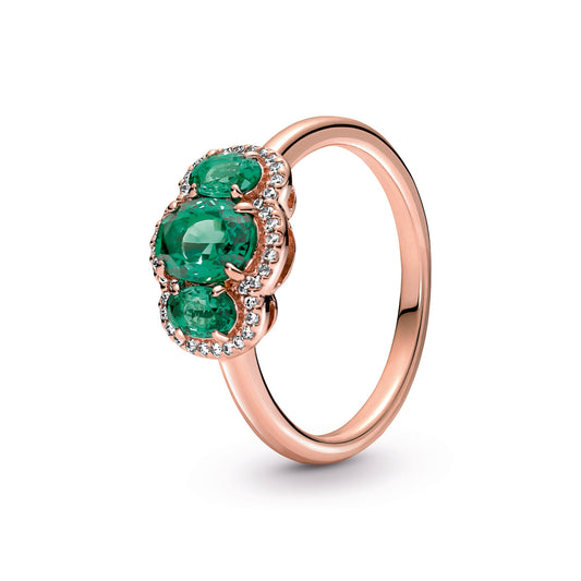 Ring – 14k Rose Gold-Plated – Three Stone Vintage