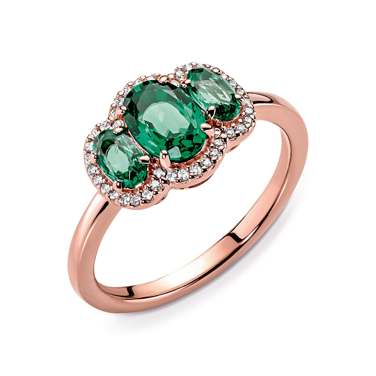 Ring – 14k Rose Gold-Plated – Three Stone Vintage